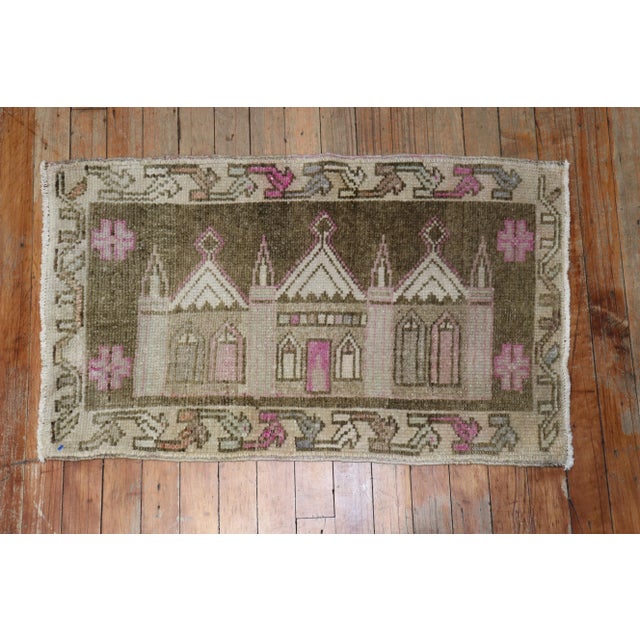 1930s Vintage Mini Turkish Anatolian Rug - 1'7" x 2'8" For Sale - Image 5 of 5