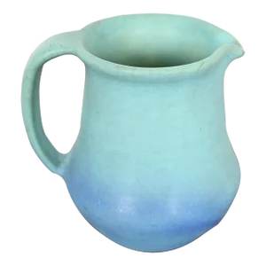Van Briggle Arts & Crafts Blue and Turquoise Glazed Ceramic Small Pitcher
