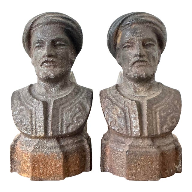 Vintage Regency French Figurative Andirons - Set of 2 For Sale