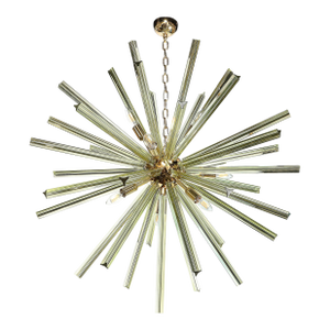Modernist Hand-Blown Murano Smoked Peridot Camer Glass Sputnik Chandelier