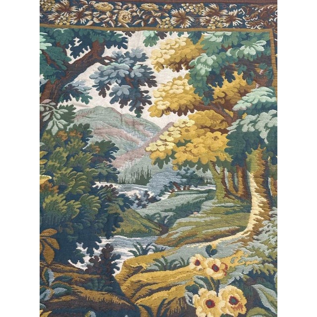 Vintage French Verdure Jacquard Tapestry in the style of Aubusson, 1970s For Sale - Image 6 of 18