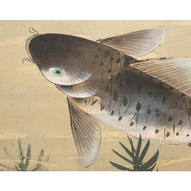 Wood 1970s Chinese Painted Screen "Carps" For Sale - Image 7 of 18