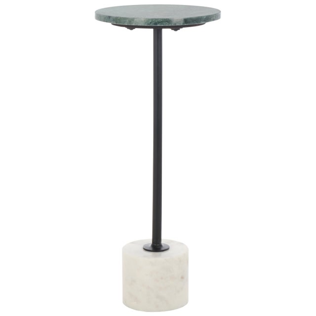Karik Round Marble Side Table in Dark Green / Black For Sale In Philadelphia - Image 6 of 6