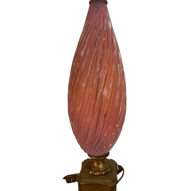 Metal 1950s Murano Style Opalescent Controlled Bubble Table Lamp Pink - Orange For Sale - Image 7 of 10