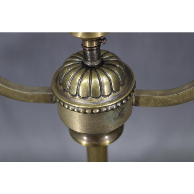 Brass Table Lamp with Wooden Base and Glass Shade, 1930s For Sale - Image 14 of 18