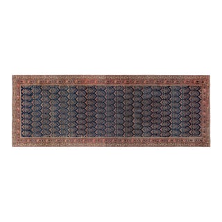 Antique Persian Malayer Orange Handwoven Wool Rug For Sale