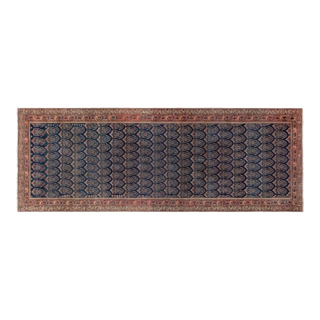 Antique Persian Malayer Orange Handwoven Wool Rug For Sale