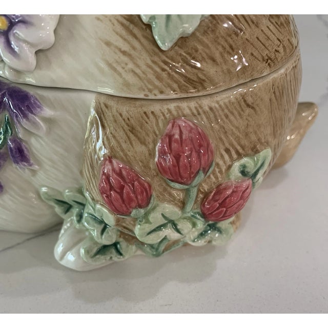 1990s Vintage MCM Fitz & Floyd Essentials, Botanical Bunny Container Box With Lid For Sale - Image 5 of 5