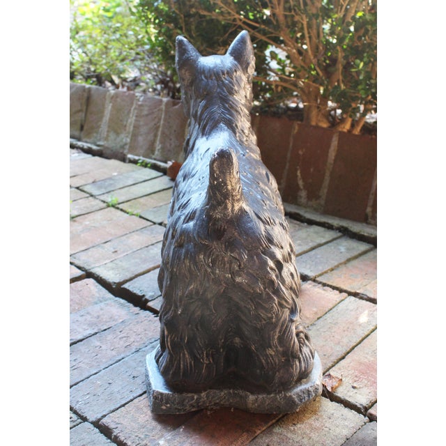 American Vintage 1990s American Cast Stone and Painted Scottie Dog Garden Statue For Sale - Image 3 of 5