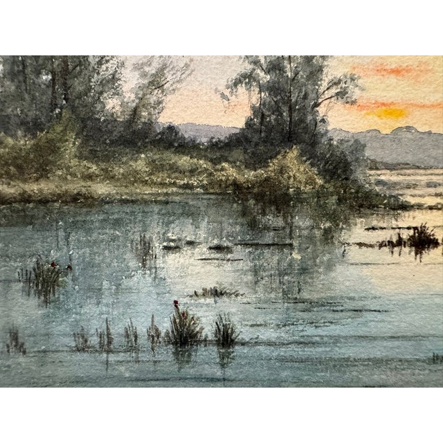 Traditional Early 20th Century Frank Henry Mason Signed Digne France Aug 24 River Landscape Watercolor For Sale - Image 3 of 7