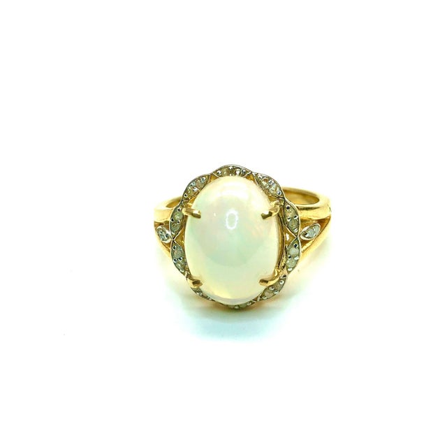 Bochic "Capri" Vintage White Opal & Diamond Ring Set In 18K Gold & Silver For Sale - Image 18 of 18