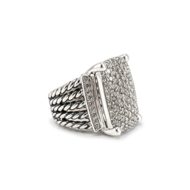David Yurman David Yurman 925 Sterling Silver Wheaton Diamond Cocktail Ring For Sale - Image 4 of 7