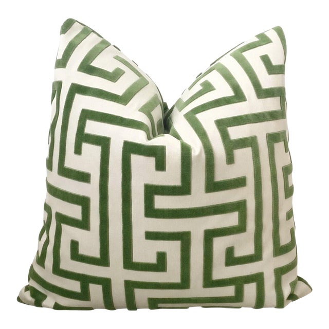 Thibaut Ming Trail Green Down Pillow 22" Chairish