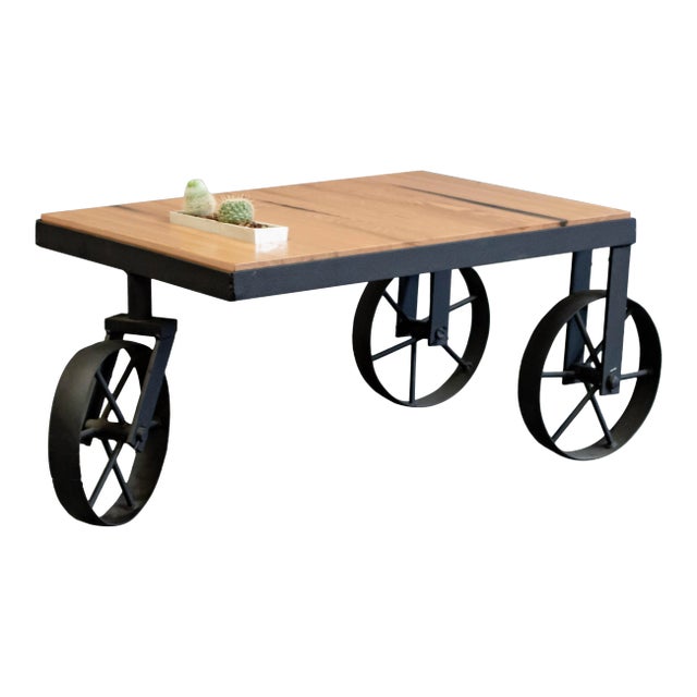 Jim Guerin Custom Factory Cart Style Coffee Table For Sale