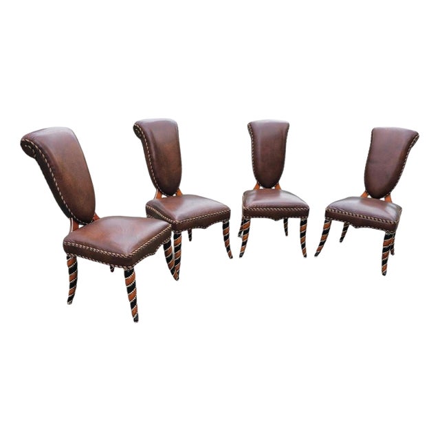 Vintage Leather Chairs, 1980s, Set of 4 For Sale