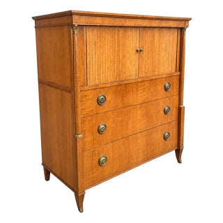 Vintage Baker Furniture Neoclassical Gentleman’s Chest With Tambour Doors For Sale