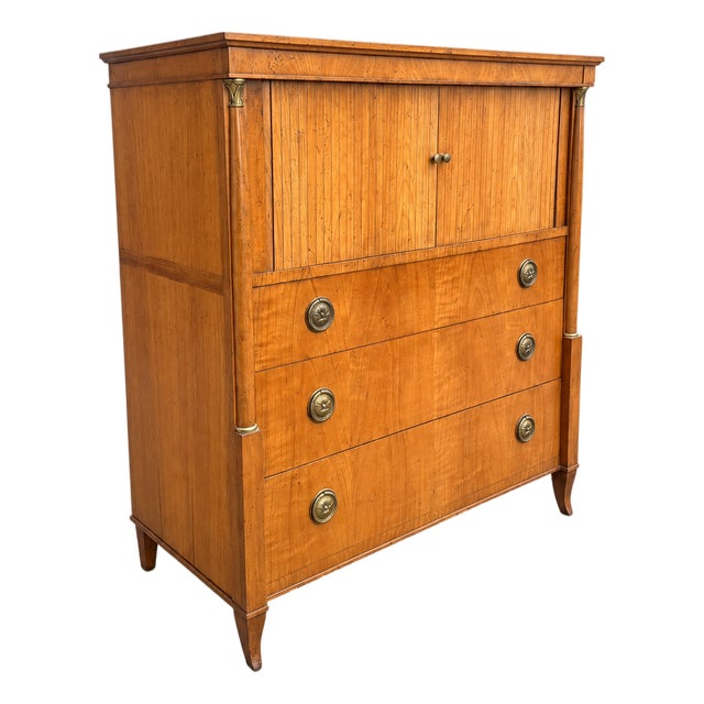 Vintage Baker Furniture Neoclassical Gentleman’s Chest With Tambour Doors For Sale