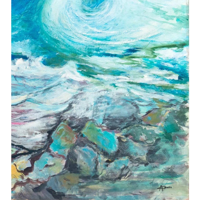 1960s 'Wave Off the Coast' by Alberto Conti, California Modernist Seascape, Monterey For Sale - Image 5 of 9