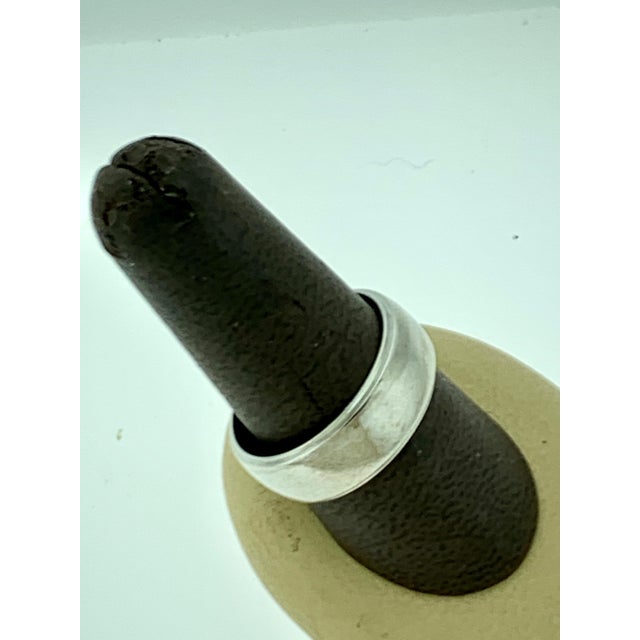 2010s 14 Karat White Gold Half Round Edge Wedding Band, Estate For Sale - Image 5 of 18