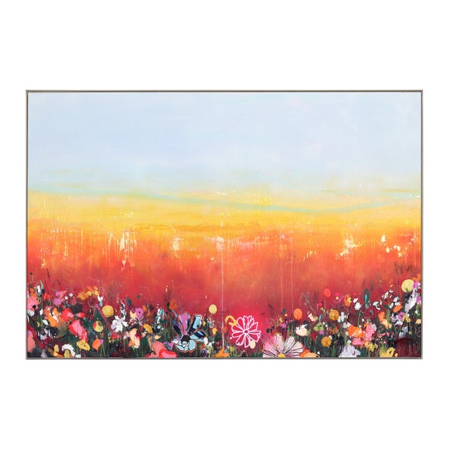 Feel the Summer - Large Modern Abstract Textured Color Drenched Landscape Original Artwork by Lee Herring For Sale