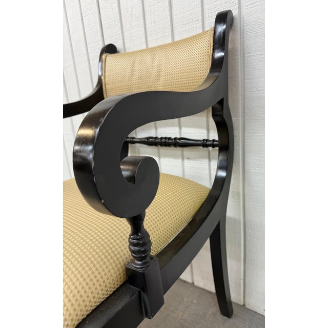 Wood Vintage Regency Style Black Lacquered Dining Chairs - Set of 6 For Sale - Image 7 of 7