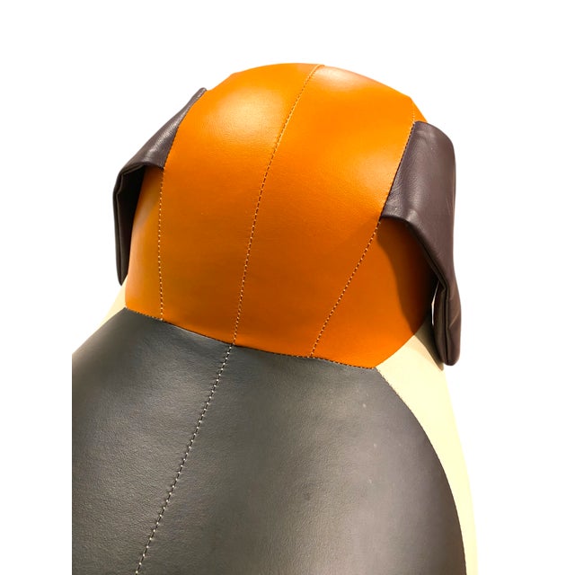 Textile Late 20th Century Dog Footstool Kid's Chair Ottoman 41" Large Oversized Beagle Faux Leather Cool Decor For Sale - Image 7 of 12
