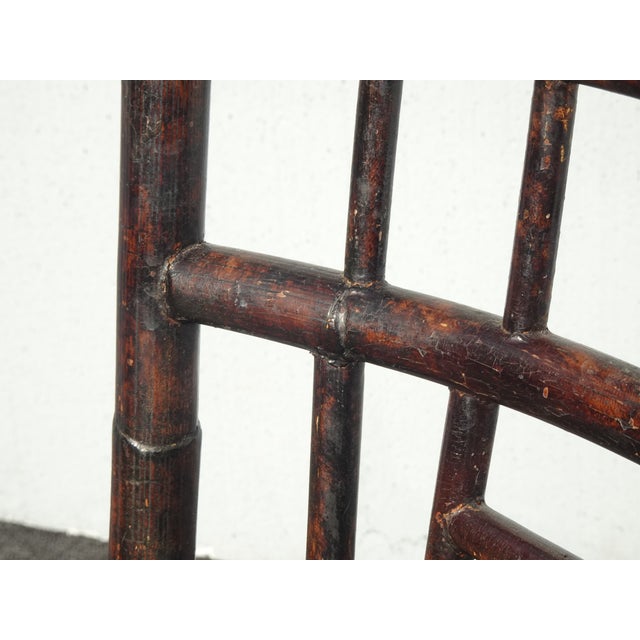 Vintage Chippendale Style Bamboo Brown Cane Side Chair For Sale - Image 9 of 18