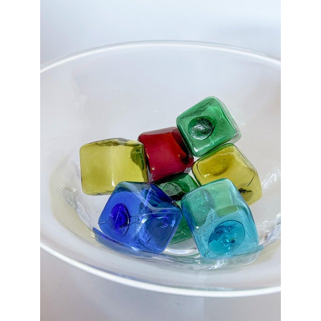 Mid-Century Modern 1950s Small Cube Shaped Japanese Glass Fishing Floats, Set of 7 For Sale - Image 3 of 8