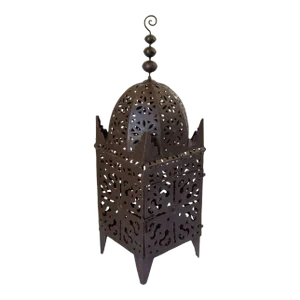 1980s Outdoor Moroccan Hurricane Metal Candle Lantern