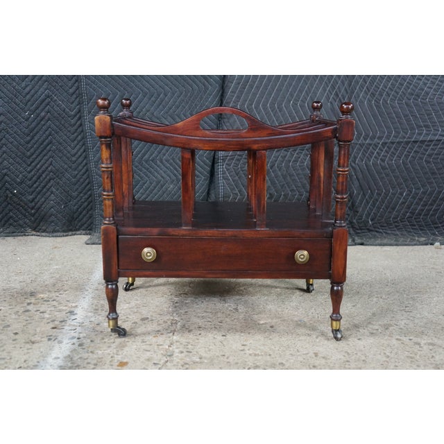 Brown Mid 20th Century English Georgian Style Mahogany Canterbury Magazine Rack Stand 19" For Sale - Image 8 of 18