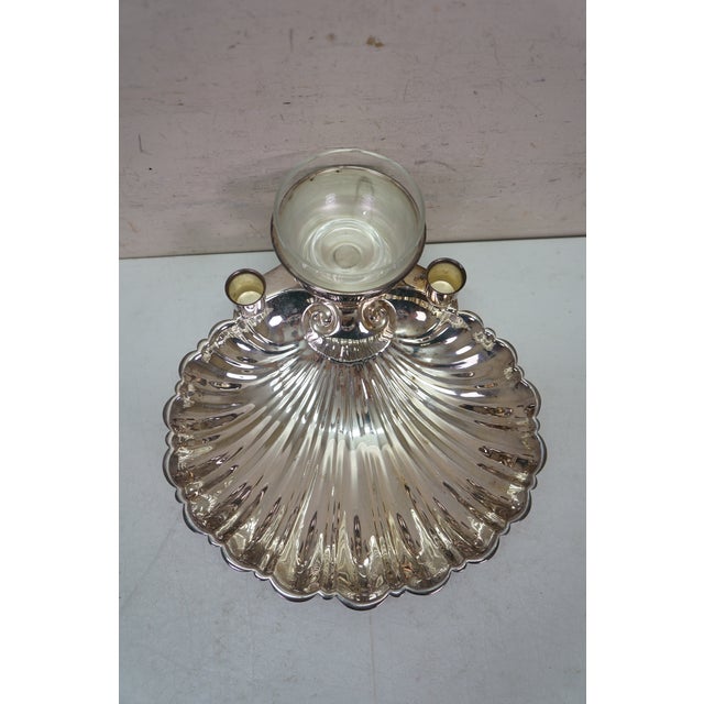 Vintage Silver Plated Seafood Scallop Shrimp Clam Shell Cocktail Serving Platter For Sale - Image 10 of 15