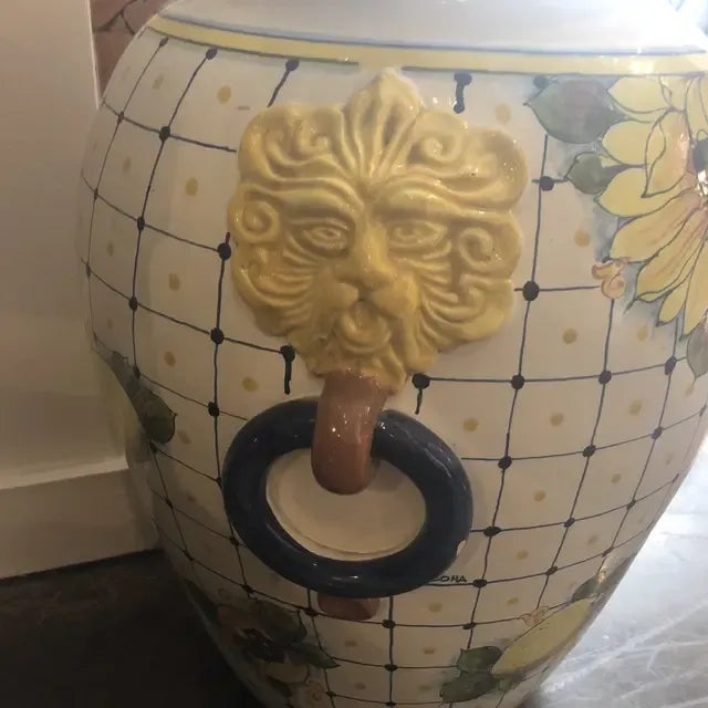 1990s Vintage Italian Hand-Painted Ceramic Vase For Sale In Dallas - Image 6 of 11