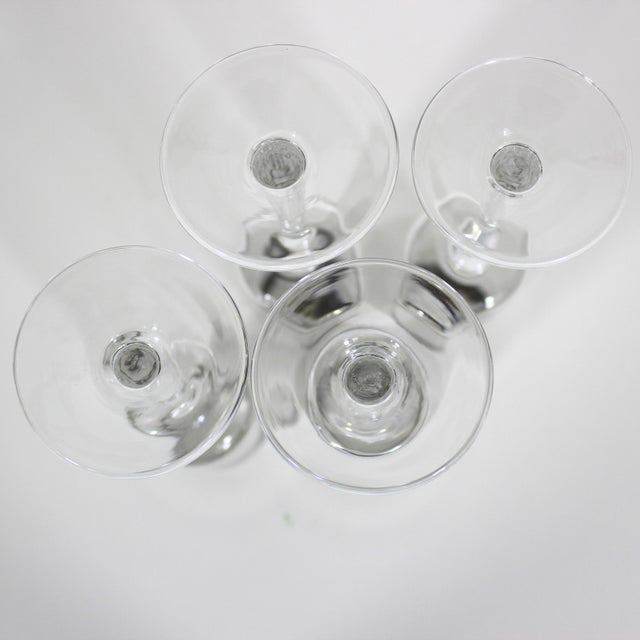 1960s Mid-Century Modern Silver Rim Champagne Flutes Glasses- Set of 4 For Sale - Image 10 of 12