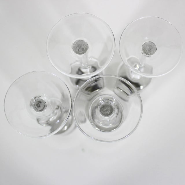 Mid-Century Modern Silver Rim Champagne Flutes Glasses- Set of 4 For Sale - Image 10 of 12