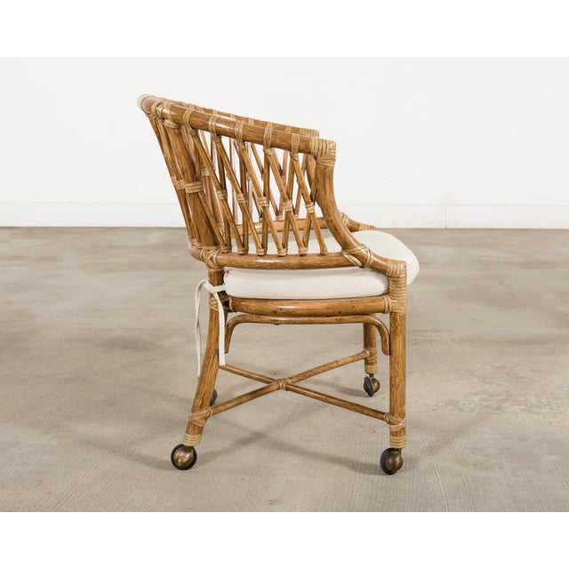 McGuire Organic Modern Rattan Barrel-Back Dining Chair For Sale - Image 9 of 18
