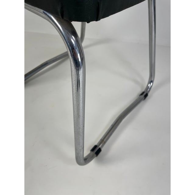 Set of Four 1950s Dining Chairs — Chrome & Forest Green For Sale - Image 17 of 18