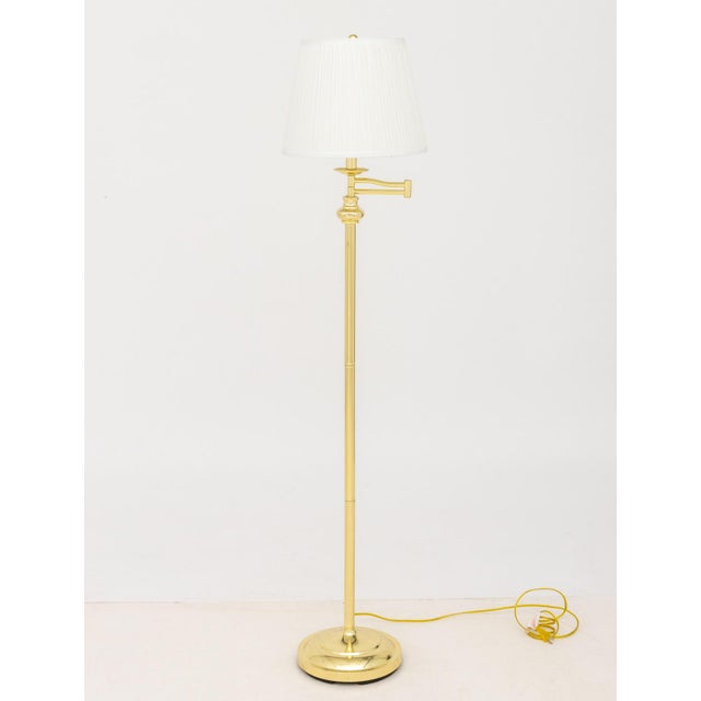 Metal Modern Polished Brass Adjustable Floor Lamps, Pair For Sale - Image 7 of 8