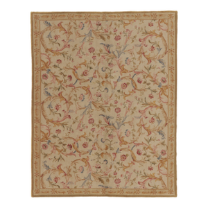 Antique French Aubusson Needlepoint Rug With Bold Pastel Florals - Rug & Kilim