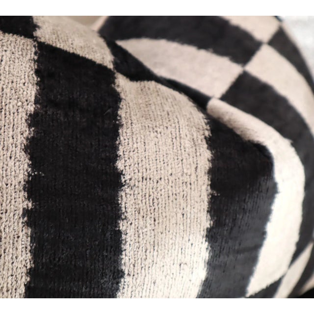 Textile Contemporary Black & White Velvet Throw Pillow & Down Insert For Sale - Image 7 of 11