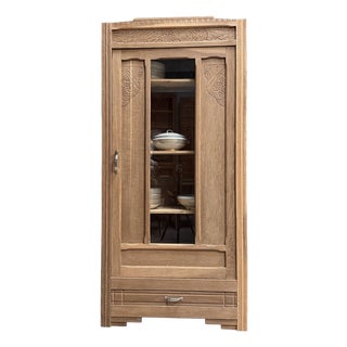 Art Deco Display Cabinet in Natural Oak, 1930s For Sale