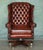 Vintage 1970s Fully restored Harrods London Chesterfield tufted hand dyed leather wingback swivel office chair A...