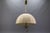 Extra large brass adjustable height five-light pendant lamp with fabric lampshade, Germany, circa 1980. Made in the...