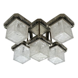 Ceiling Lamp with Cubist Glass Shades, 1930s For Sale