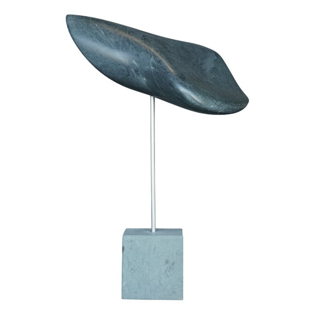 Abstract Organic Sculpture in Polished Grey Stone, 1980s For Sale