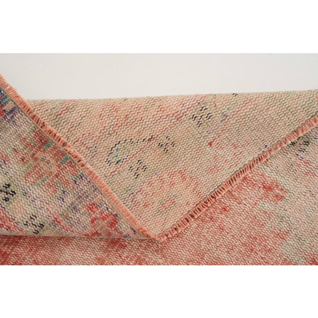 Textile 1970s Vintage Turkish Handmade Wool Cotton Pink Area Rug For Sale - Image 7 of 12