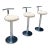 1980s Vintage Postmodern Japanese Chrome Swivel Counter or Barstools Boucle - Set of 3 For Sale
