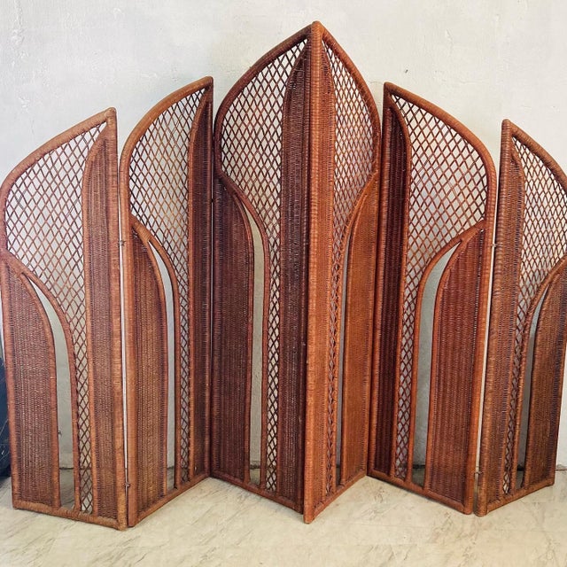 Large Vintage Wicker Room Divider Screen Chairish