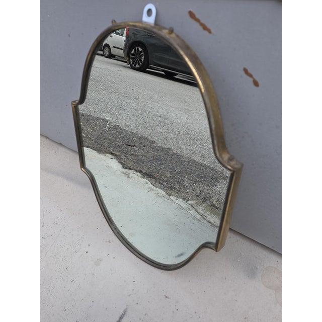 1950s Small Italian Brass Shaped Mirror, 1950s For Sale - Image 5 of 7