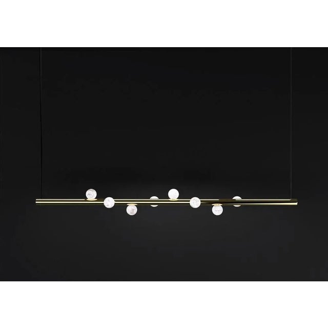 Demetra shiny gold metal pendant lamp 1 by alabastro italiano dimensions: d 12 x w 120 x h 12 cm. Materials: white...