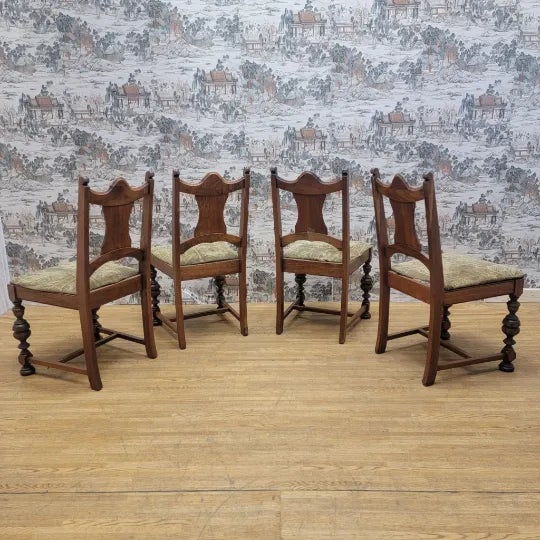 Vintage Jacobean Stye Dining Table and Four Chairs For Sale - Image 4 of 9